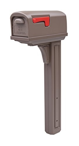 Picture of GIBRALTAR MAILBOXES GCL100MAM Gibraltar Mailboxes Classic Medium Capacity Double-Walled Plastic Mocha, All-In-One Mailbox & Post Combo Kit, GCL10000M,large (EA)