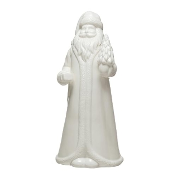 Picture of CREATIVE CO-OP XM7926 Creative Co-Op 4-1/2"L x 4-1/4"W x 10" H Stoneware Santa, White (PK-6-EA)