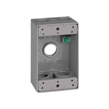 Picture of SIGMA 14253-5 SIGMA ENGINEERED SOLUTIONS 14253-5 Metal Electrical Outlet Box, Weatherproof, Easy Mount Plug and Receptacle Protector, Gray, (5) 3/4-Inch Holes, 1 Gang Box (EA)