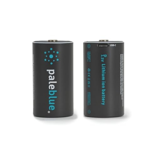 Picture of PALE BLUE EARTH PB-D-C Paleblue 2-Pack USB Rechargeable D Lithium Batteries, Recharge over 1000 Times, 7400 mAh (EA)