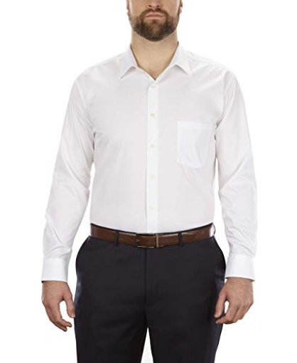 Picture of Morris Costumes 20F9562 Van Heusen Men's Big Fit Dress Shirt Poplin Solid (Big and Tall), White, 18.5" Neck 32"-33" Sleeve (EA)