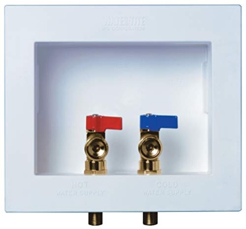 Picture of IPS 82052 Water-Tite 82052 DU-ALL Dual-Drain Washing Machine Outlet Box - Quarter-Turn Brass Valves Installed, 1/2" Sweat Connection, White Plastic (EA)