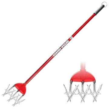 Picture of Garden Pearls 90206 Garden Weasel Rotary Cultivator with Detachable Tines - Long Handle | Aerate, Weed, Cultivate, Plant, Reseed | Lawn Reseeding Garden Tool, Garden Soil Loosener | 90206 (EA)