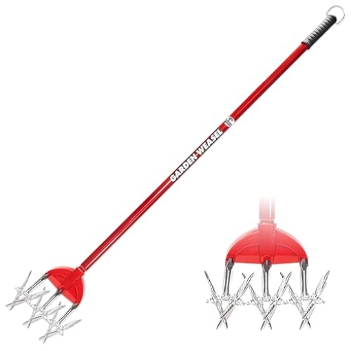 Picture of Garden Pearls 90206 Garden Weasel Rotary Cultivator with Detachable Tines - Long Handle | Aerate, Weed, Cultivate, Plant, Reseed | Lawn Reseeding Garden Tool, Garden Soil Loosener | 90206 (EA)