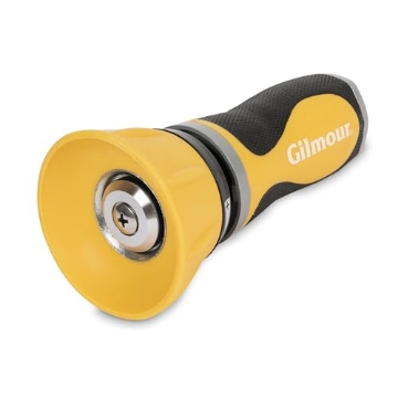 Picture of Gilmour 840182-1001 Gilmour Twist Hose Nozzle, Fireman Hose Nozzle for Cleaning and Watering, Heavy Duty Garden Hose Nozzle with Adjustable Spray Pattern, Yellow, Brass (EA)