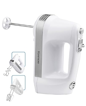 Picture of Kenmore KKHM6 Kenmore Hand Mixer – 5 Speed Handheld Blender, Electric Egg Beater, Whisk, Dough Hooks, Storage Case, Turbo Boost for Cake Mix, Baking, Retractable Cord, Kitchen Appliances (EA)