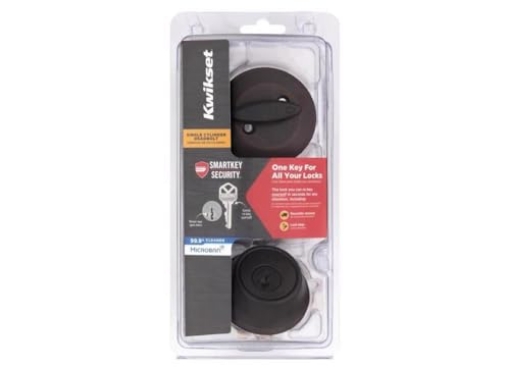 Picture of Kwikset 92420-063 Kwikset SmartKey Security Classic Venetian Bronze Entry Knob and Single Cylinder Deadbolt KW1 2-3/4 (EA)