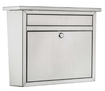 Picture of ARCHITECTURAL MAILBOXES 2417PS-10 Architectural Mailboxes Maya™ Locking, Wall-Mounted Mailbox for Outside, Metal Stainless Steel Medium Mail Box with Lock and Key Drop Box (EA)