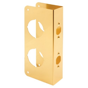 Picture of Prime U 9560 Prime-Line U 9560 Brass Lock and Door Reinforcement Plate for 1-3/4 In. Thick Doors, Brass Finish (Single Pack) (EA)