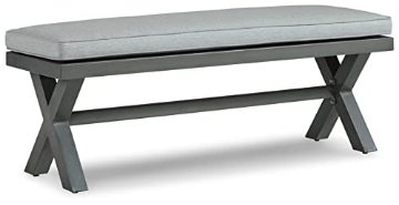 Picture of SIGNATURE DESIGN BY ASHLEY P518-600 Signature Design by Ashley Elite Park Outdoor Bench with Foam Cushion, Nuvella Weather Resistant Fabric, Rust Free Aluminum Frame, 54" W x 17" D x 16.5" H, Gray (EA)