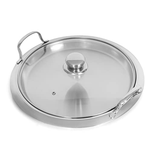 Picture of Bf Systems KTGRID2 Chef's Secret 5-Ply Stainless-Steel Pancake Pan/Griddle with See Through Glass Lid (EA)