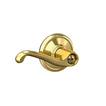 Picture of Ingersoll Rand F40VFLA605 Schlage F40 V FLA 605 Flair Door Lever, Bed & Bath Privacy Lock, Bright Brass (EA)
