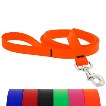 Picture of Lupine Collars & Leads 28559 LupinePet Waterproof Splash Dog Leash, Neon Orange, 1-inch Wide, 6-Foot Long, Made with BioThane (EA)