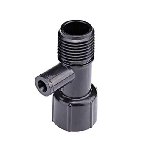 Picture of Rain Drip R338CT Raindrip R338CT Sprinkler Riser to Drip Tubing Conversion Adapter, 1/2-Inch FPT X 1/4-Inch, fits 1/2-Inch FPT Sprinkler Riser and 1/4-Inch Tubing or Drip Irrigation Outlets, Black (EA)