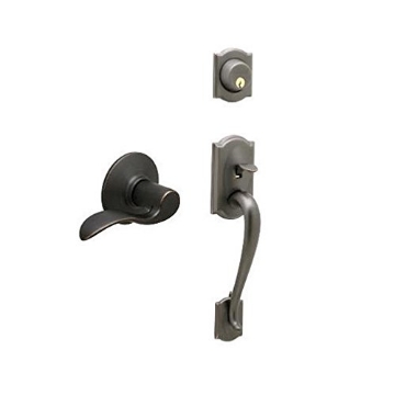 Picture of Ingersoll Rand F60GCAM716ACC Schlage Camelot, Accent Aged Bronze Steel Entry Handleset ANSI Grade 2 1-3/4 in. (EA)