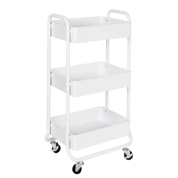 Picture of Honey Can Do CRT-09126 Honey-Can-Do 3-Tier White Metal Rolling Cart CRT-09126 White (EA)