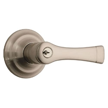 Picture of BRINKS 23012-119 BRINKS - Harper Keyed Lock Front Entry Door Lever, Satin Nickel - Hands-Free Modern Outdoor Home Decor Brushed Nickel Front Door Handle Keyed Lockset (EA)