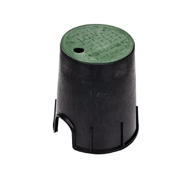 Picture of Nds 107BC NDS 107BC 6 in. Valve Box and Cover, 9 in. Height, ICV Lettering, Black Box, Green Overlapping Cover, Black/Green (EA)