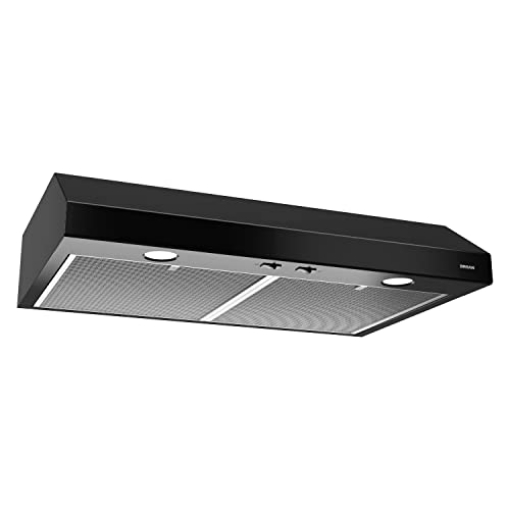 Picture of BROAN-NUTONE BCSD130BL Broan-NuTone BCSD130BL Glacier 30-inch Under-Cabinet 4-Way Convertible Range Hood with 2-Speed Exhaust Fan and Light, Black (EA)