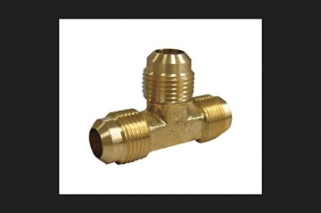 Picture of JMF COMPANY 4506358 JMF 3/8 in. Flare x 1/2 in. Dia. Flare Yellow Brass Reducing Tee (PK-5-EA)