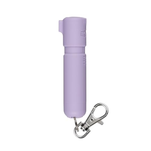 Picture of Sabre MD-LV-02 SABRE Mighty Discreet Pepper Spray for Self Defense, Protect Against Multiple Threats with 16 Bursts, Ultra-Compact Small Design, UV Marking Dye, Safety Twist Lock, Snap Clip, Lavender, 0.18 fl oz (EA)