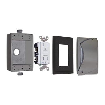 Picture of SIGMA ENGINEERED SOLUTIONS 16449 Sigma Engineered Solutions 16449 Universal Metal Weatherproof Outdoor Electrical Outlet Kit with Universal Cover, Box and 15 Amp GFCI Receptacle, Gray, 1 Gang, Lockable with Corner Hinge (EA)