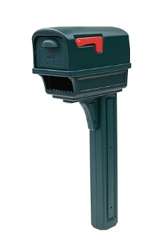 Picture of GIBRALTAR MAILBOXES GGC1G00AM Architectural Mailboxes Gentry Plastic, Dual Access, Mailbox and Post Kit, GGC1G00AM, Green, Large Capacity (EA)