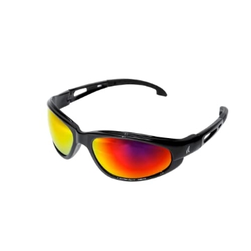 Picture of WOLF PEAK INTERNATIONAL,  INC SWAP119 Edge SWAP119 Dakura Wrap-Around Safety Glasses, Anti-Scratch, Non-Slip, UV 400, Military Grade, ANSI/ISEA & MCEPS Compliant, 5.04" Wide, Black Frame/Aqua Precision Red Mirror Lens (EA)