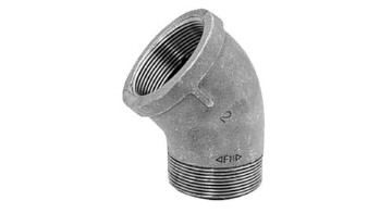Picture of ANVIL INTERNATIONAL 8700128609 Anvil 8700128609, Malleable Iron Pipe Fitting, 45 Degree Street Elbow, 1" NPT Male x NPT Female, Galvanized Finish (EA)