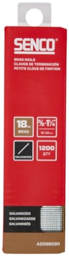 Picture of SENCO FASTENING SYSTEMS A209809R SENCO A209809R 5/8" - 1-1/4" 18 Gauge Brad Nails, Galvanized Finish 1,200 Count Pack (EA)