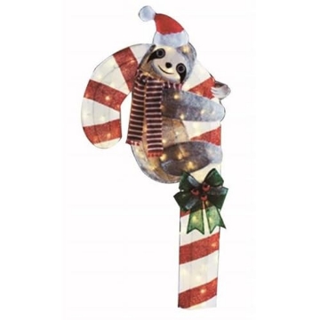 Picture of ACE TRADING - SI 12 R840491Y 4 ft. LED Sloth with Candy Cane Yard Decor Warm White (EA)