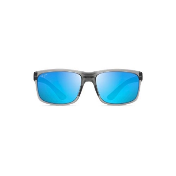 Picture of MAUI JIM 603429050498 Maui Jim Men's and Women's Pokowai Arch Polarized Rectangular Sunglasses Pure Collection, Translucent Matte Grey/Blue Hawaii, Medium (EA)