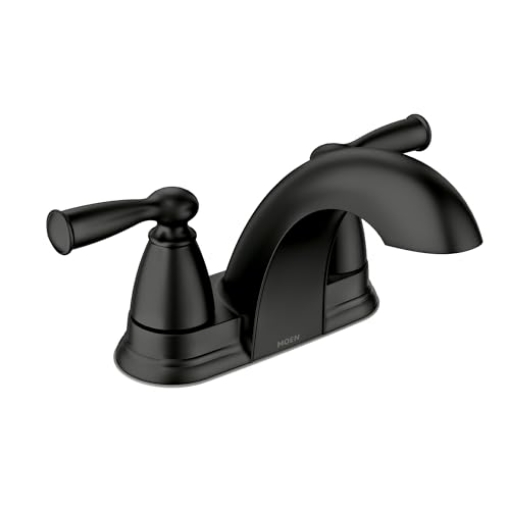 Picture of Moen 84942BL Moen Banbury Matte Black 4-Inch Centerset Bathroom Faucet, Double Handle Low-Arc Design, 84942BL (EA)