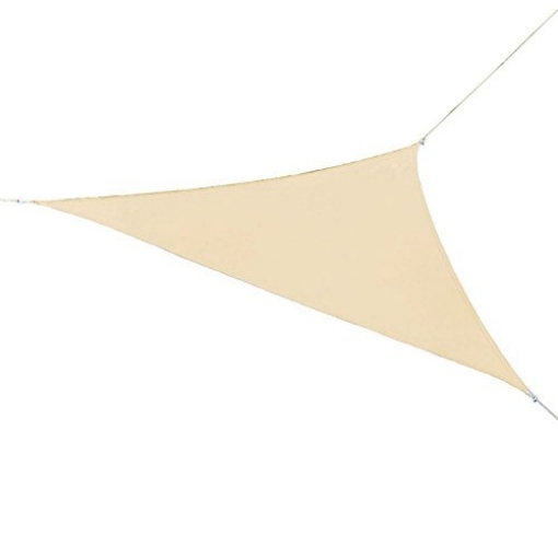 Picture of Cool Components 449315 Coolaroo Ready-To-Hang Shade Sail - 90% UV Block Breathable Outdoor Sun Shade with Pre-Attached Ropes for Patios, Gardens & Seasonal Use, 16ft 5in, Triangle, Pebble (EA)