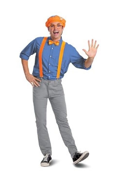 Picture of Disguise DG119699 Blippi Costume Kit for Adult, Official Blippi Outfit with Hat Glasses and Bowtie Costume Accessories (EA)