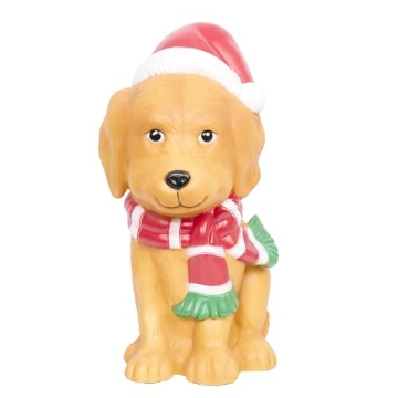 Picture of Alpine Dairy, Inc. LAJ118 Alpine Corporation LAJ118 24" Golden Retriever Dog with Santa Hat and LED Lights, Lighted Christmas Holiday Decoration for Indoor and Outdoor Display (EA)