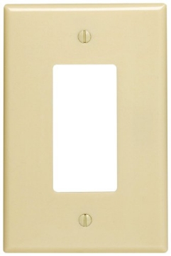 Picture of LEVITON MFG CO INC 86601-00I Leviton 86601 1-Gang Decora/GFCI Device Wallplate, Oversized, Thermoset, Device Mount, Ivory (EA)