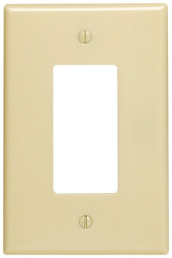 Picture of LEVITON MFG CO INC 86601-00I Leviton 86601 1-Gang Decora/GFCI Device Wallplate, Oversized, Thermoset, Device Mount, Ivory (EA)