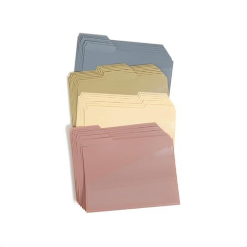 Picture of SMD SMD10543 Smead Poly File Folders with Pockets, Set of 30 Plastic Folders for Documents, 1/3-Cut Tabs, File Folders Letter Size, Assorted Dawn Colors, Office Supplies, School Supplies (10543) (EA)