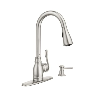 Picture of Moen CA87003SRS Moen CA87003SRS Anabelle Single Handle Kitchen Faucet with Pullout Sprayer Featuring Power Clean and Reflex, Spot Resist Stainless (EA)