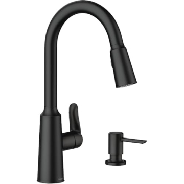 Picture of Moen 87028BL Moen Edwyn 87028BL Matte Black 1-Handle Deck-Mount Pull-Down Handle Kitchen Faucet (Deck Plate Included) (EA)