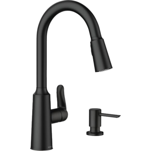 Picture of Moen 87028BL Moen Edwyn 87028BL Matte Black 1-Handle Deck-Mount Pull-Down Handle Kitchen Faucet (Deck Plate Included) (EA)