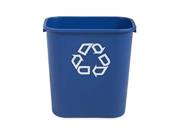 Picture of RUBBERMAID COMMERCIAL FG295673BLUE Rubbermaid Commercial Products Deskside Recycling Can, 7-Gallon/28-Quart, Blue Recycling Symbol, Plastic, for Bedroom/Bathroom/Office/Under Desk/Sink (PK-12-EA)