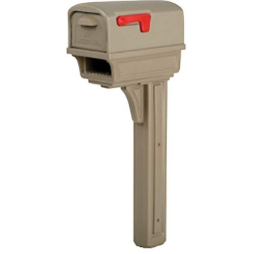 Picture of GIBRALTAR MAILBOXES GGC1M00AM Gibraltar Mailboxes Gentry Large Capacity Double-Walled Plastic Mocha, All-in-One Mailbox & Post Combo Kit, GGC1M0000 (EA)
