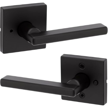 Picture of Kwikset 97300-949 Kwikset Halifax Matte Black Bed and Bath Lever Right or Left Handed (EA)