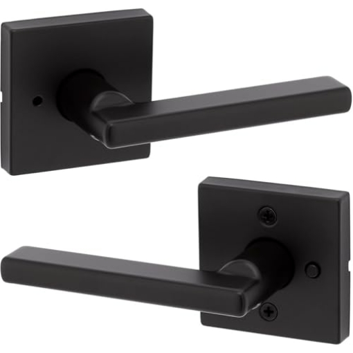 Picture of Kwikset 97300-949 Kwikset Halifax Matte Black Bed and Bath Lever Right or Left Handed (EA)