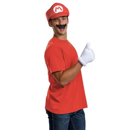 Picture of Disguise DG167319 Disguise Mario Costume Kit, Official Nintendo Super Mario Halloween Costume Accessories including Hat with Mustache and Gloves, Adult Size (EA)