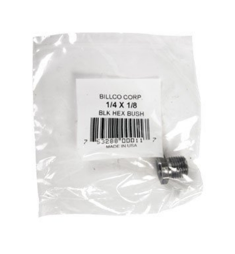 Picture of BILLCO CORP 753288000117 Billco 1/4 in. MPT 1/8 in. Dia. x 0.63 in. L MPT Black Steel Hex Bushing (PK-5-EA)