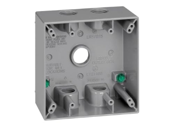 Picture of SIGMA ENGINEERED SOLUTIONS 14353-5 Sigma Electric, Gray, Size Sigma Engineered Solutions, 14353-5 3/4-Inch 5 Hole 2-Gang Box (EA)