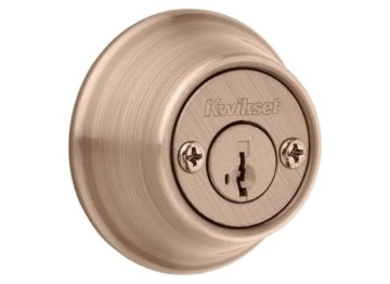 Picture of Kwikset 96600-749 Kwikset SmartKey Security Antique Brass Metal Single Cylinder Deadbolt (EA)